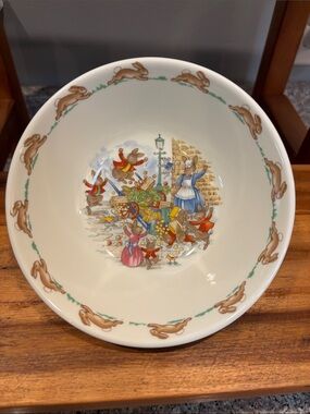 Bunnykins Royal Doulton England Bowl 1936 Fruit Cart Scene